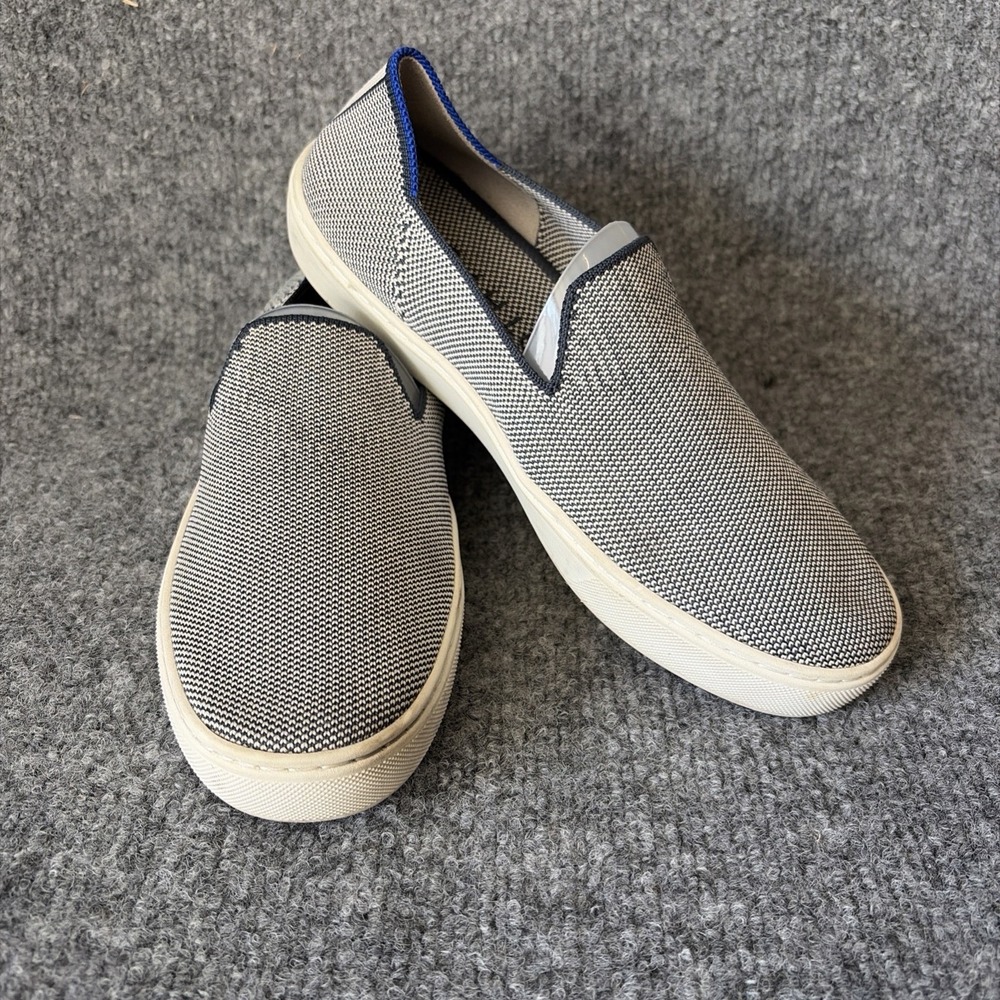 Rothy's Slip On Sneaker Women 8.5 Grayish Stripe Comfortable Casual Anchor Logo